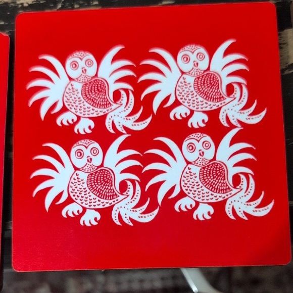 Red and White Owl Pattern Cards - Picture 3 of 4